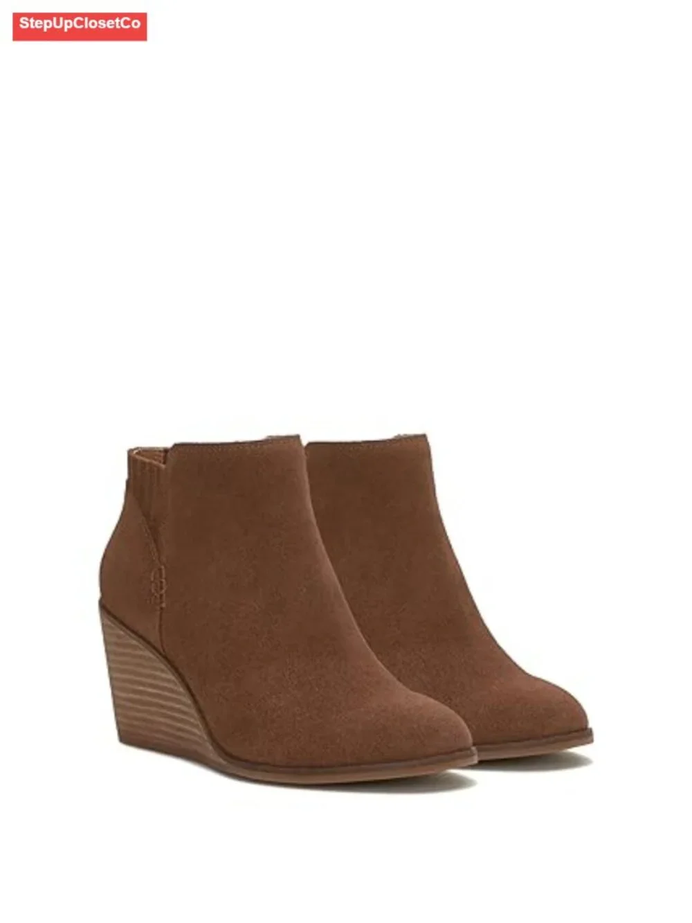 Suede Wedge Bootie Ankle Boot Zip Casual